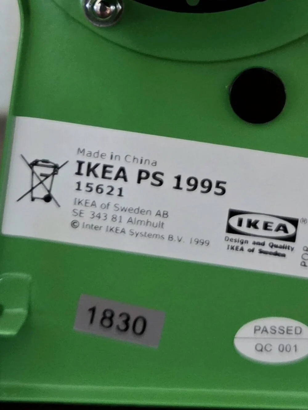 Vintage Ikea PS1995 Green Keyhole Table Clock 90s Tested Works